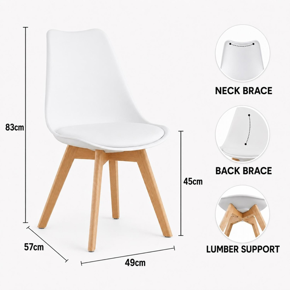 Kosy Koala 4 Seater Wood Effect Faux Leather Round Dining Set White Image 8