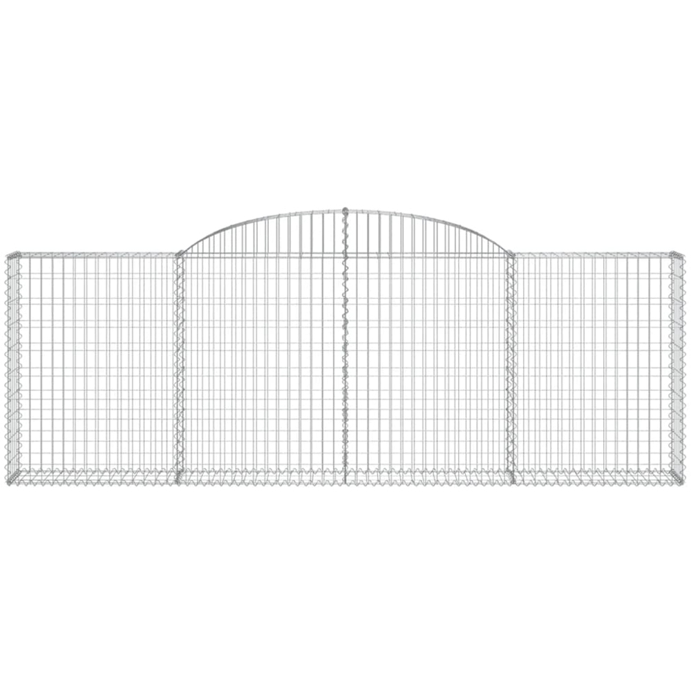 vidaXL Silver Galvanised Iron Arched Gabion Basket 100/120 x 30 x 300cm 12 Pack Image 2