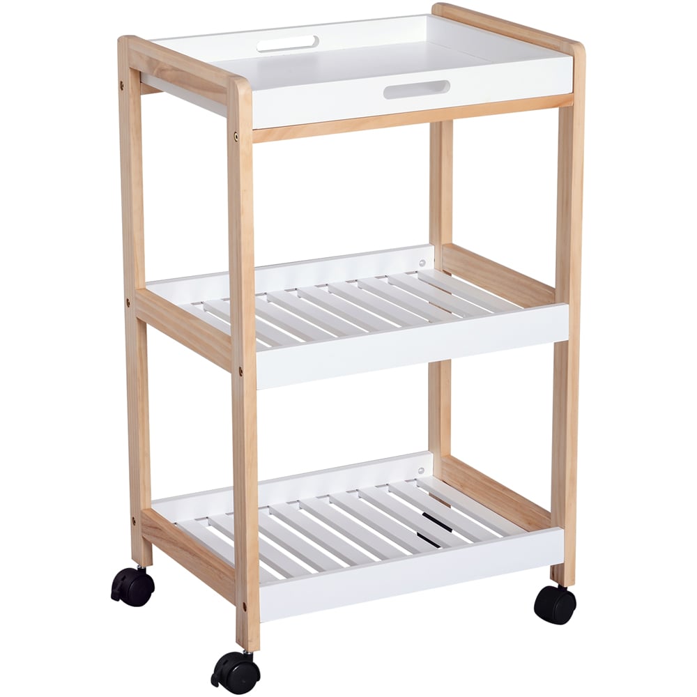 HOMCOM 3 Tier Wood Effect Serving Trolley Image 1