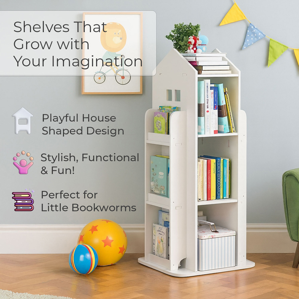 Neo White House Shaped Rotating Kid's Freestanding Bookshelf Image 5