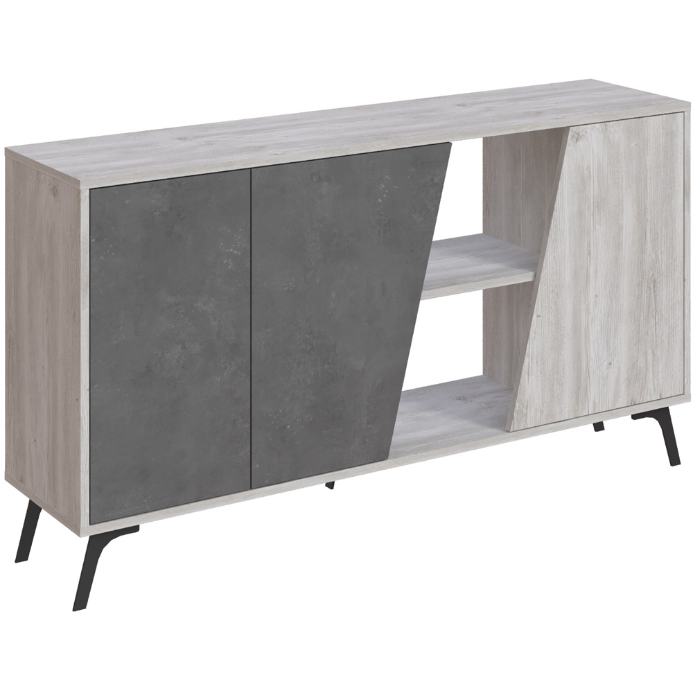 Decortie Fiona 3 Door 2 Shelf Ancient White and Retro Grey Sideboard Image 2