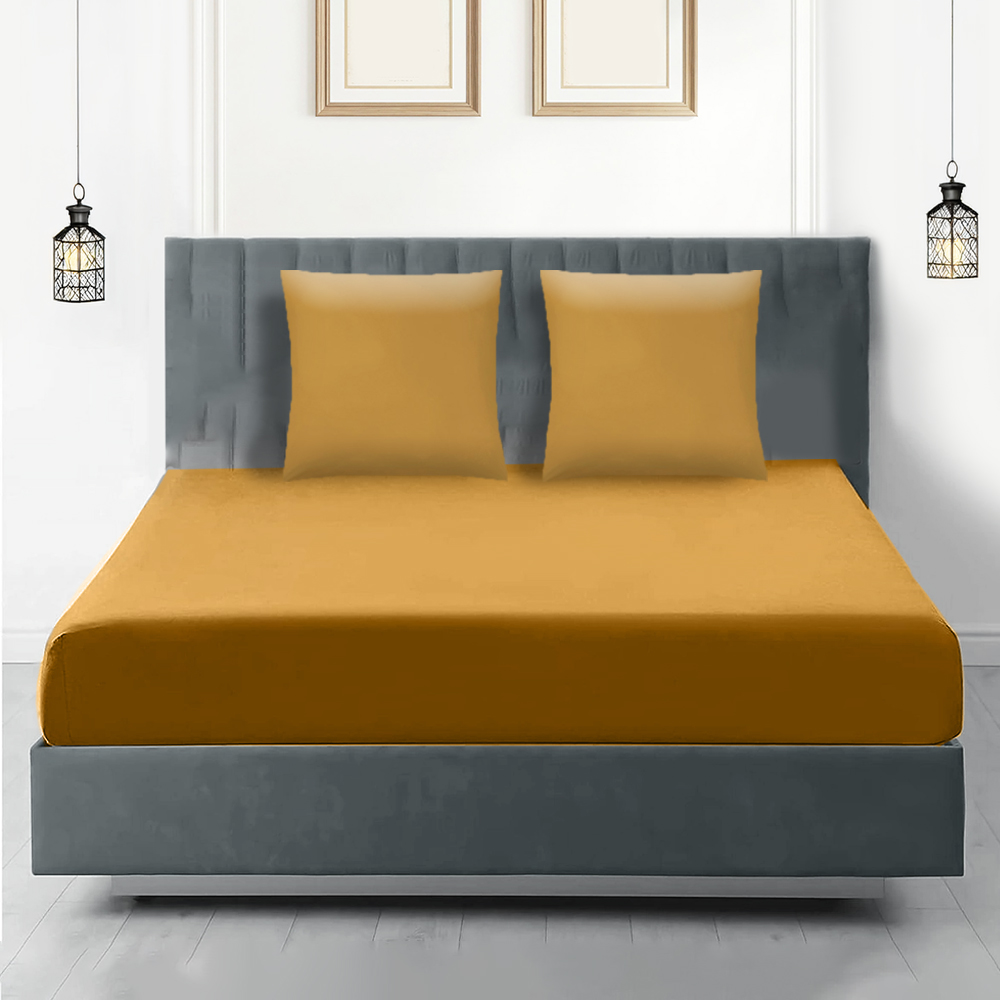 tectake Double Brown Cotton Duvet Cover Set 2 Pack Image 1