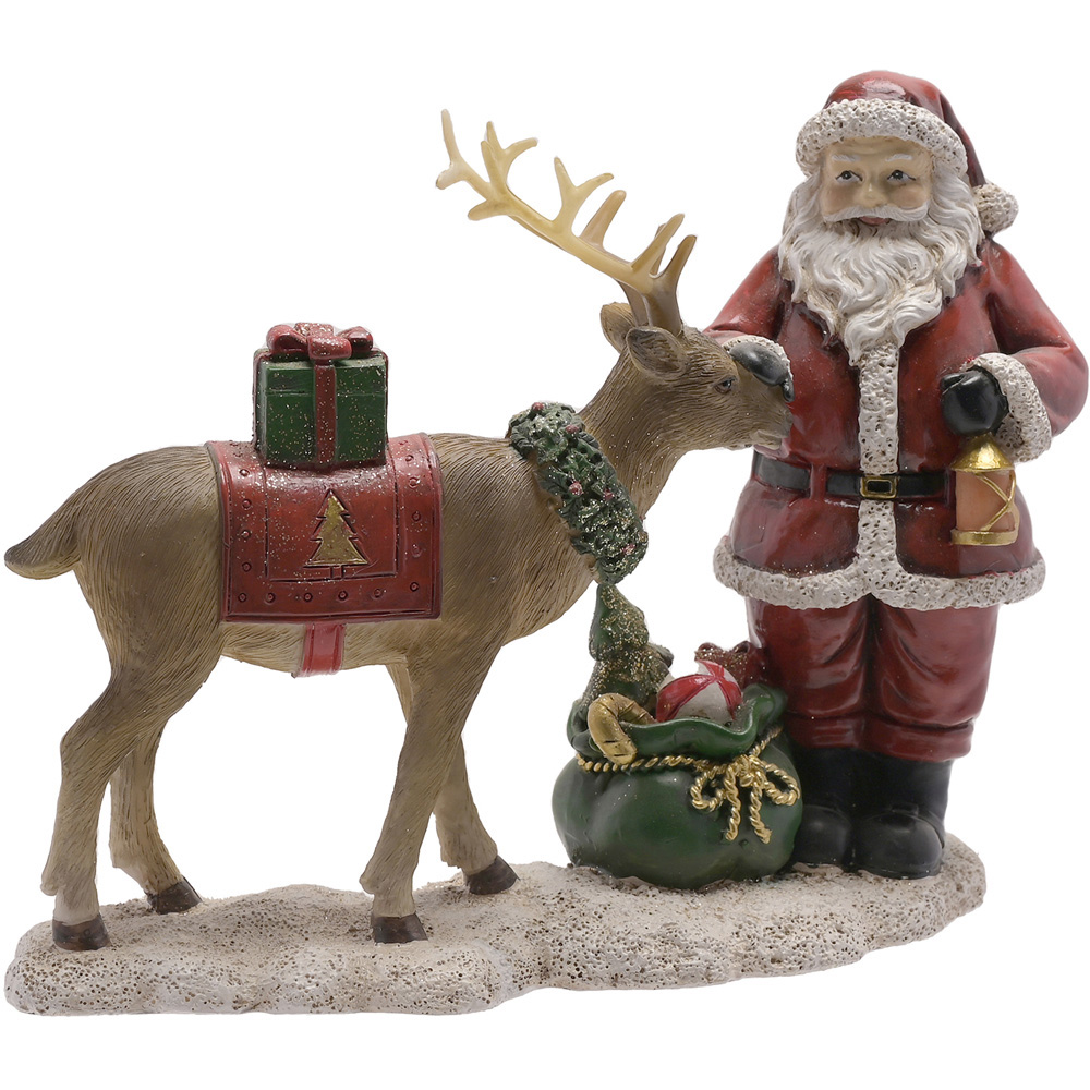 The Christmas Gift Co Red Santa and Reindeer Figurine Image 2