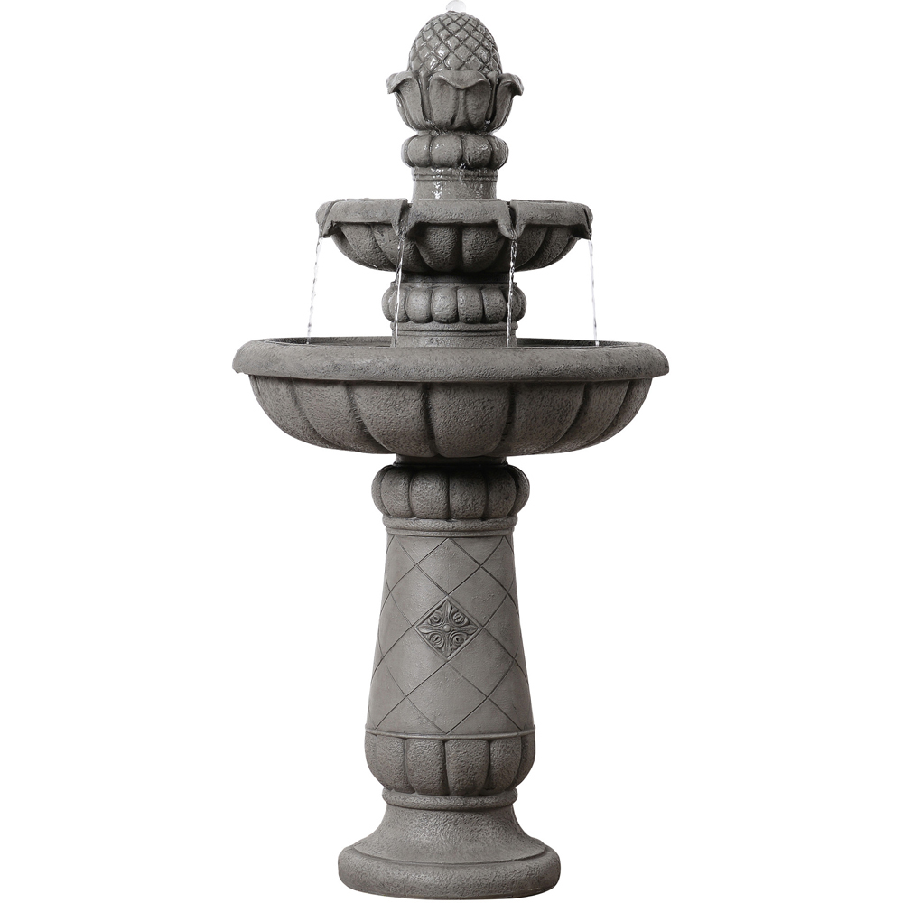 Teamson Home 2-Tier Light Grey Birdbath Water Fountain 99cm Image 1