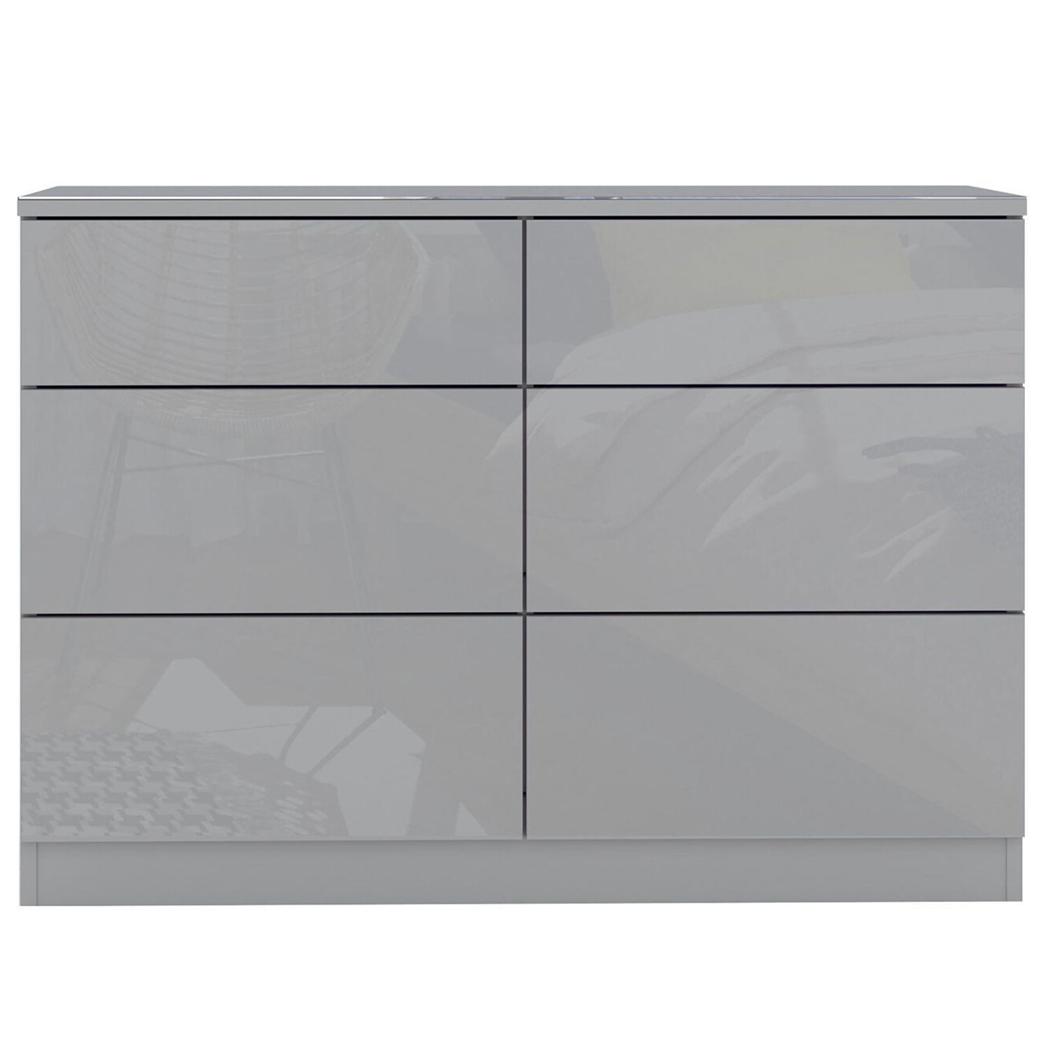 Shard 6 Drawer Glossy Grey Chest of Drawers Image 4