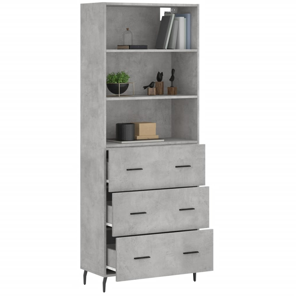 vidaXL 3 Drawer 3 Shelf Grey Sonoma Tall Highboard Image 3