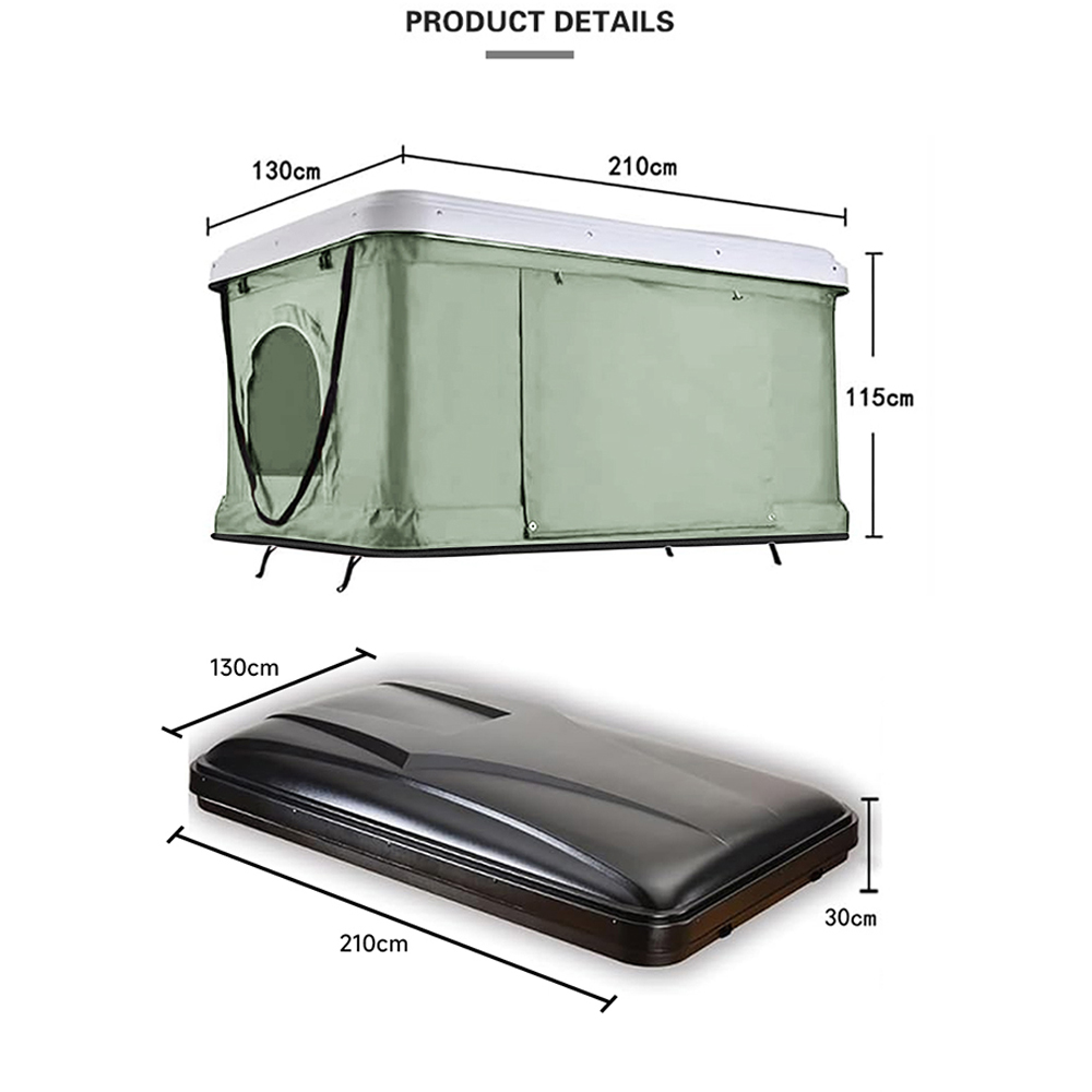 Living and Home Green Hard Shell Car Roof Tent with Retractable Ladder 210 x 130cm Image 8