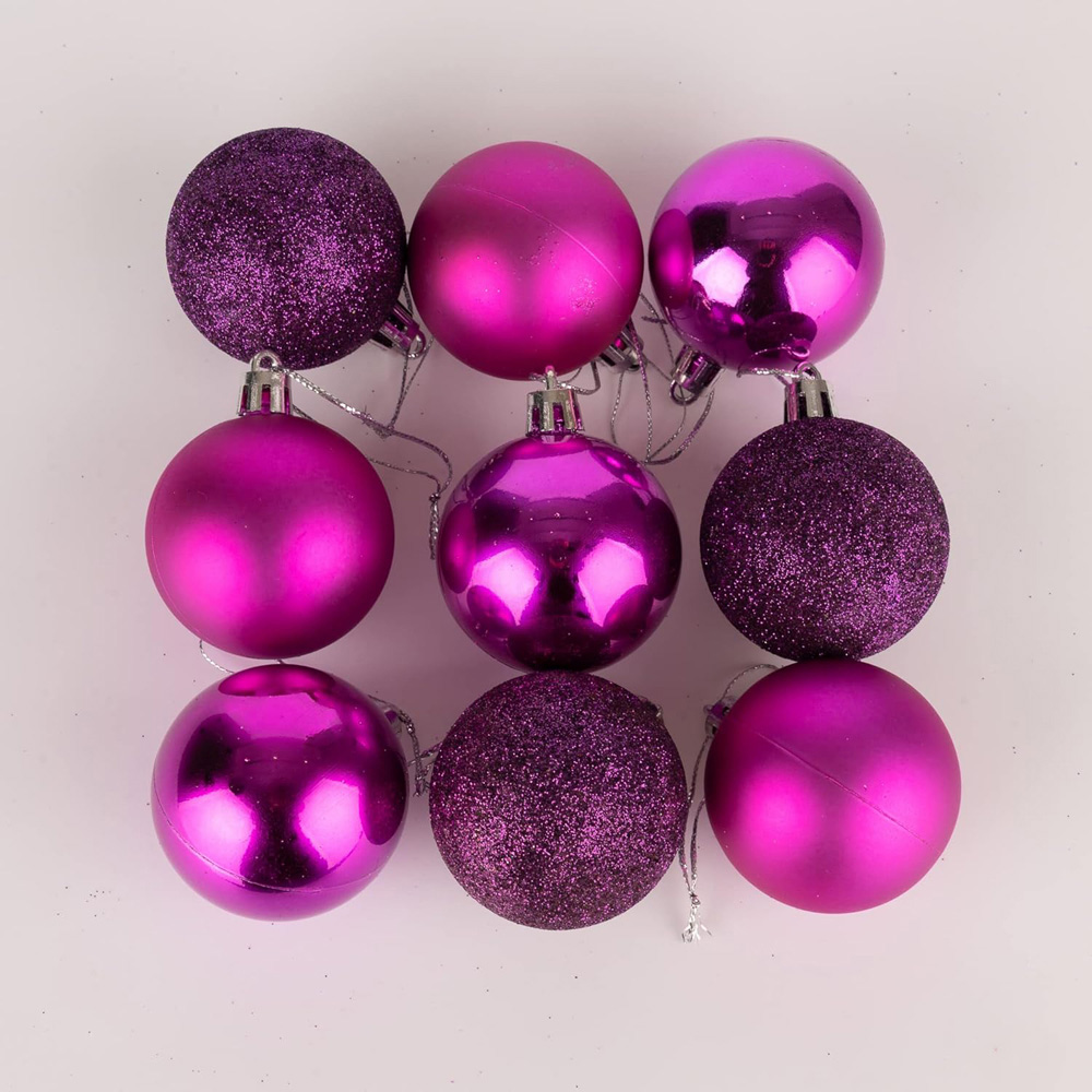 Shatchi 5cm Purple Shatterproof Christmas Bauble 18 Pack Image 5