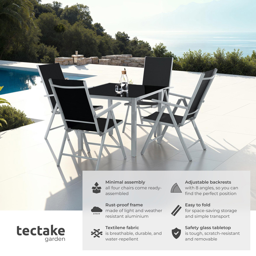 tectake Stabia 4 Seater Silver Garden Table and Chairs Set Image 6