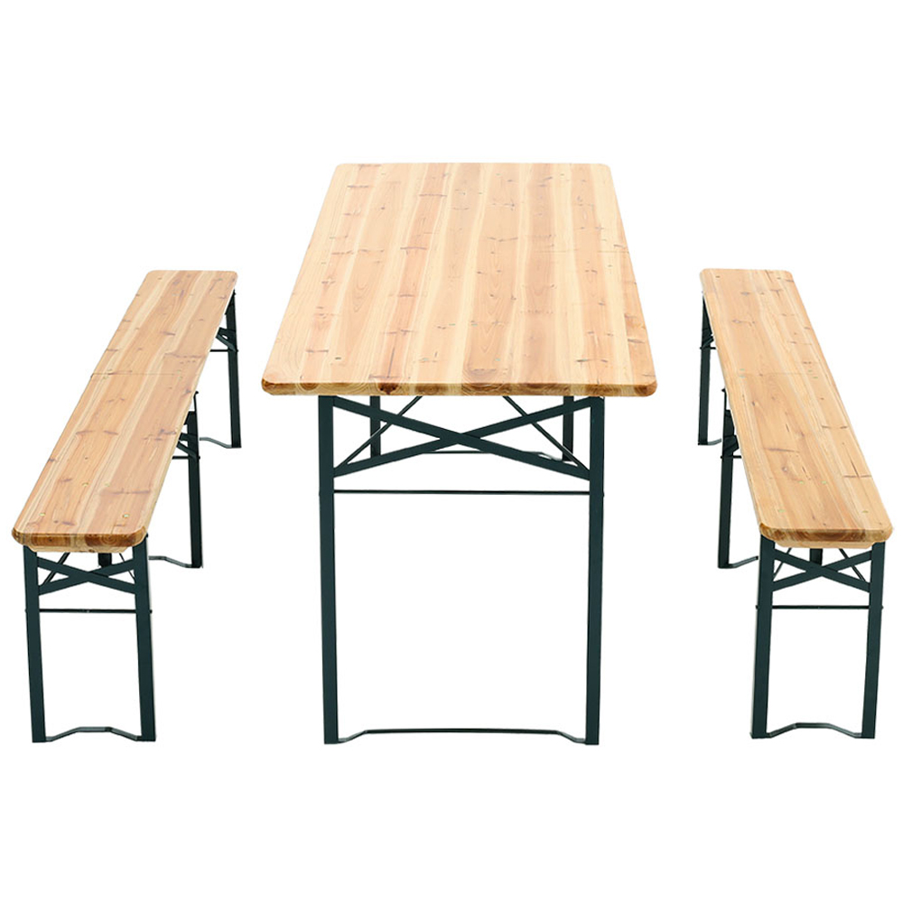 Living and Home Wooden 4 Seater Garden Table Set Brown Image 3