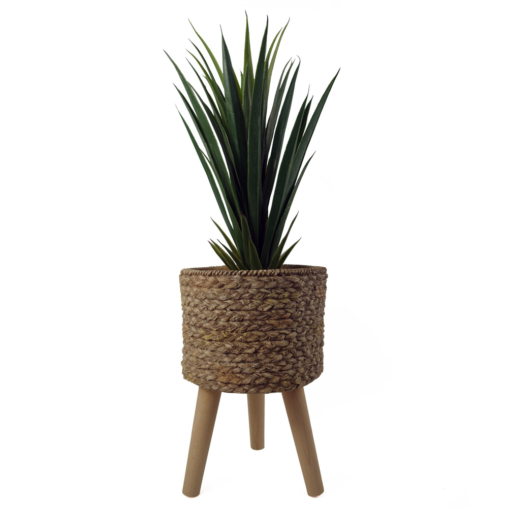 Leaf Woven Effect Fibreglass Composite Indoor Planter with Legs 39 x 26cm Image 3