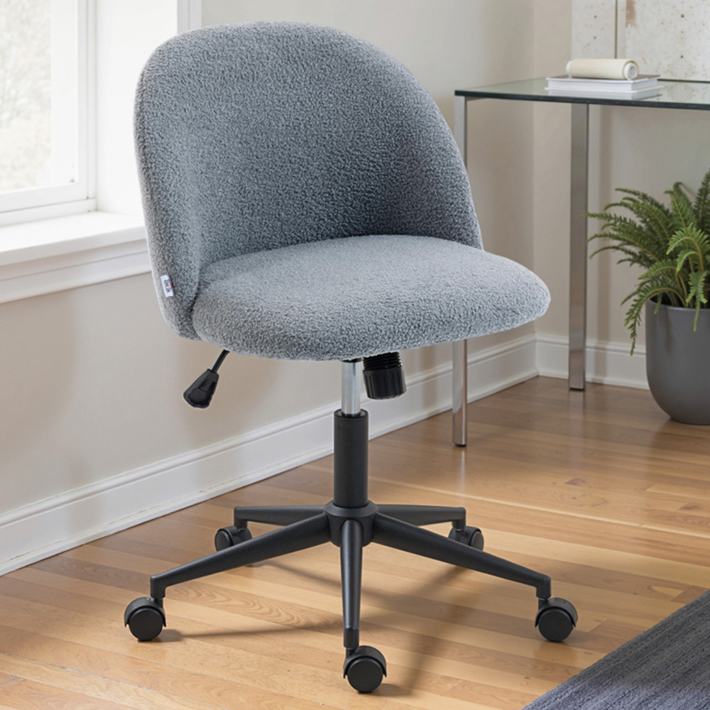Portland Grey Teddy Fleece Height Adjustable Swivel Office Chair Image 1