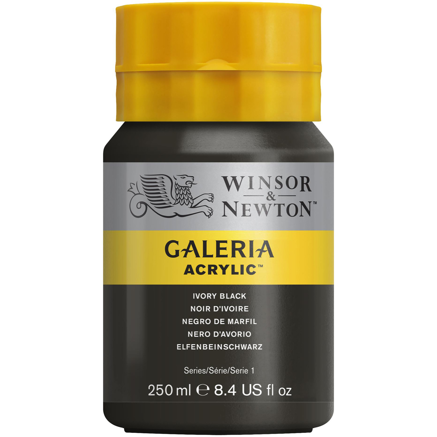 Winsor and Newton 250ml Galeria Acrylic Paint - Ivory Black Image