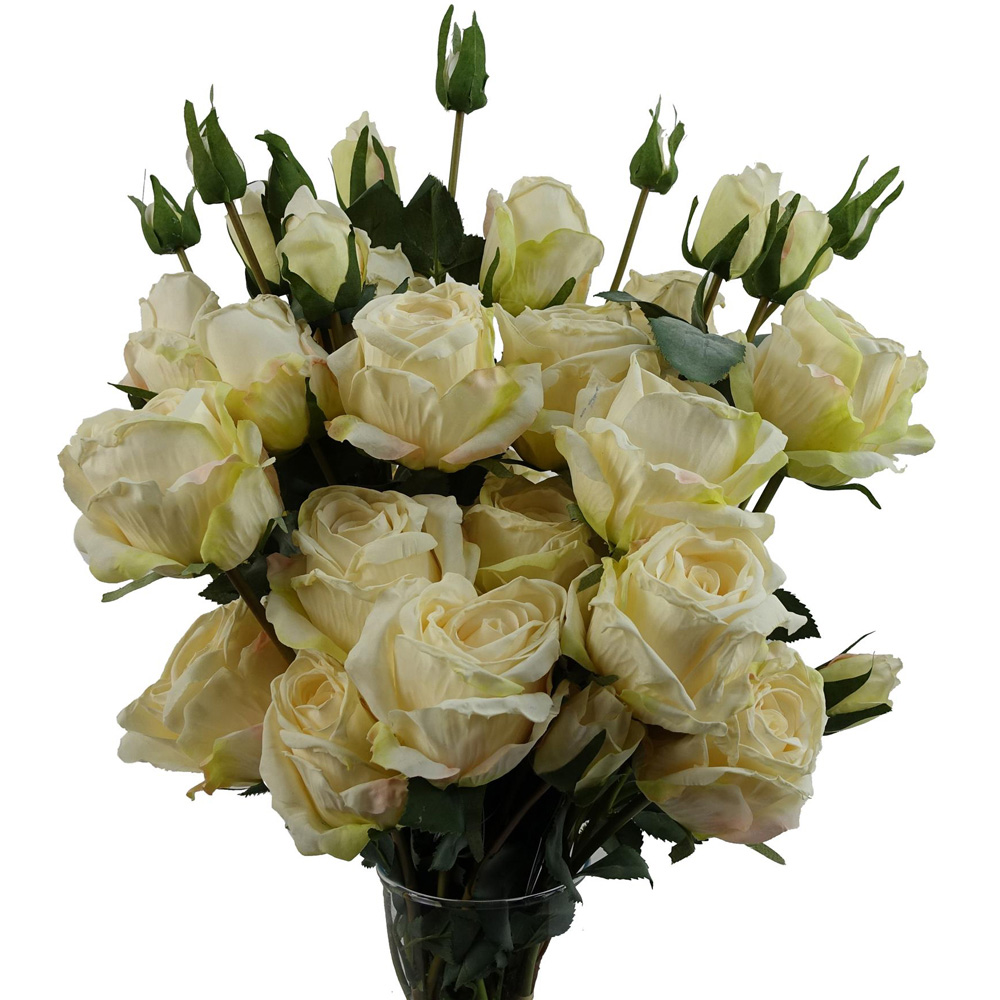 Leaf Cream Rose Spray Single Stem Artificial Flower 2ft 6 Pack Image 4