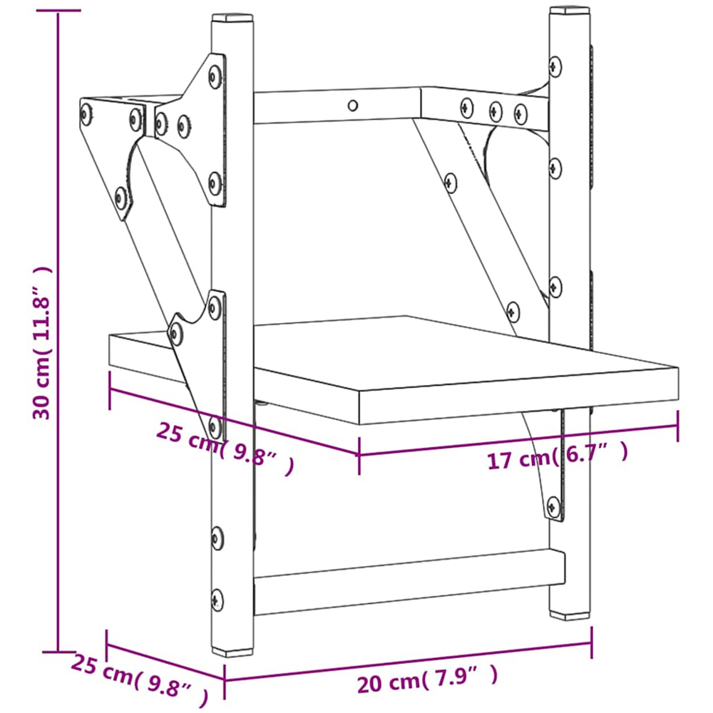 vidaXL 20cm Set of 2 Black Floating Wall Shelf with Bar Image 8