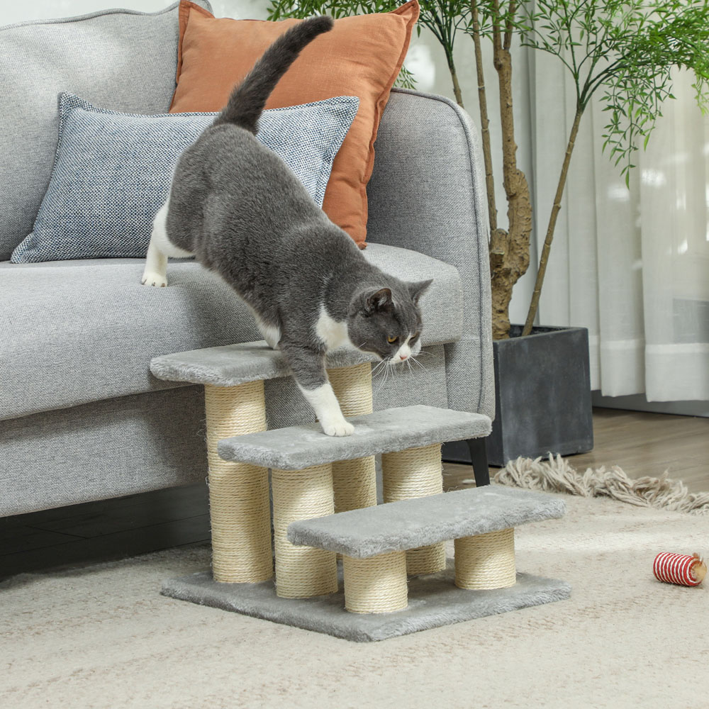PawHut 3 Stair Lightweight Cat Steps Image 2