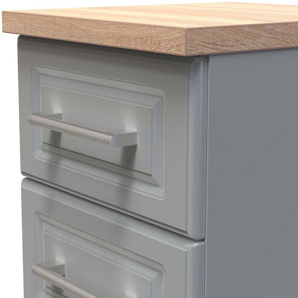 Crowndale Kent 5 Drawer Dusk Grey and Bardolino Oak Tall Bedside Cabinet Ready Assembled Image 5