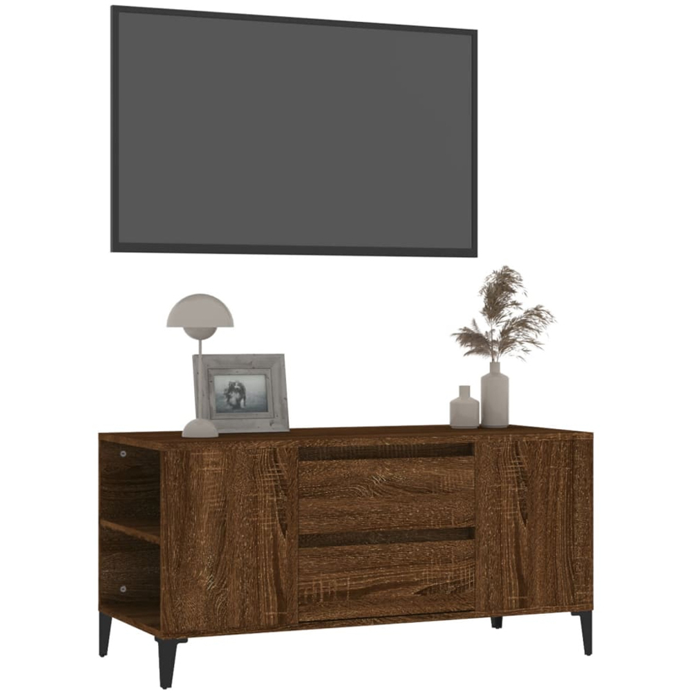 vidaXL 2 Drawer 4 Shelf Brown Oak TV Cabinet Image 4