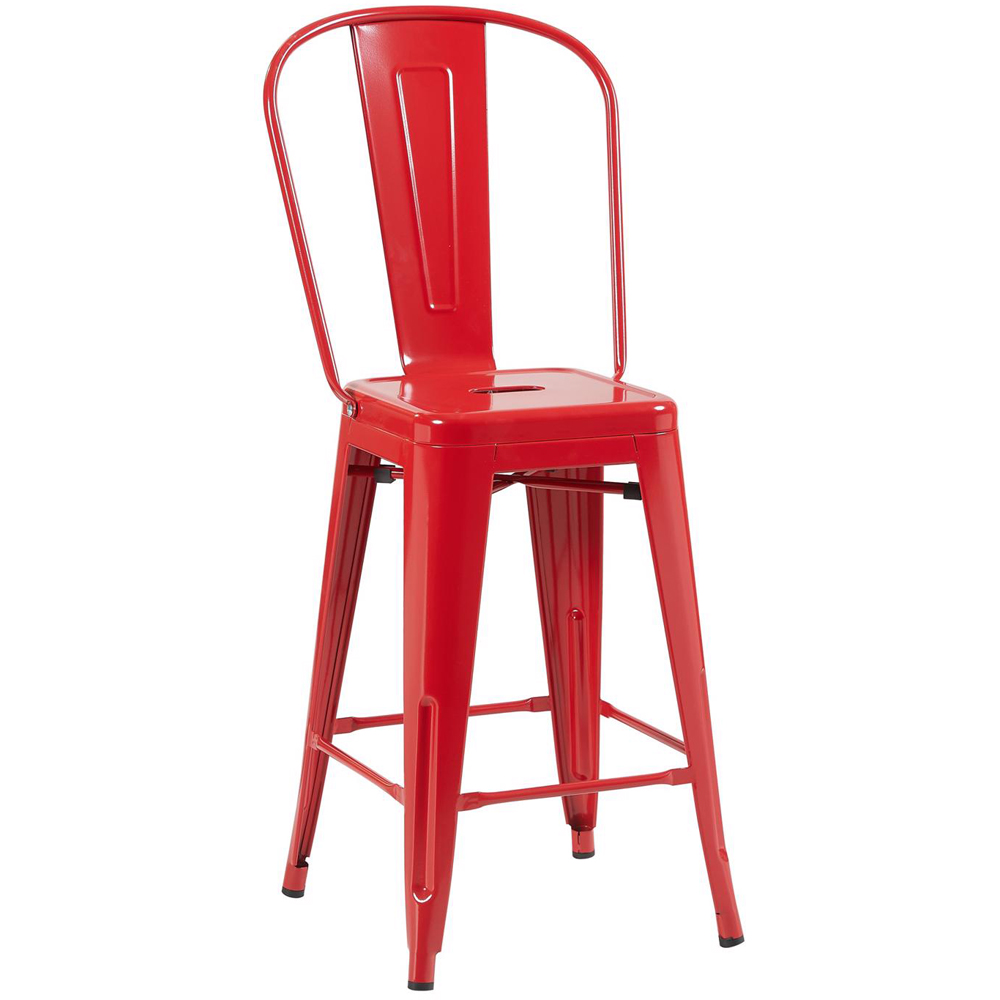 FWStyle Red Gloss Metal Bar Chair 4 Pack Image 2