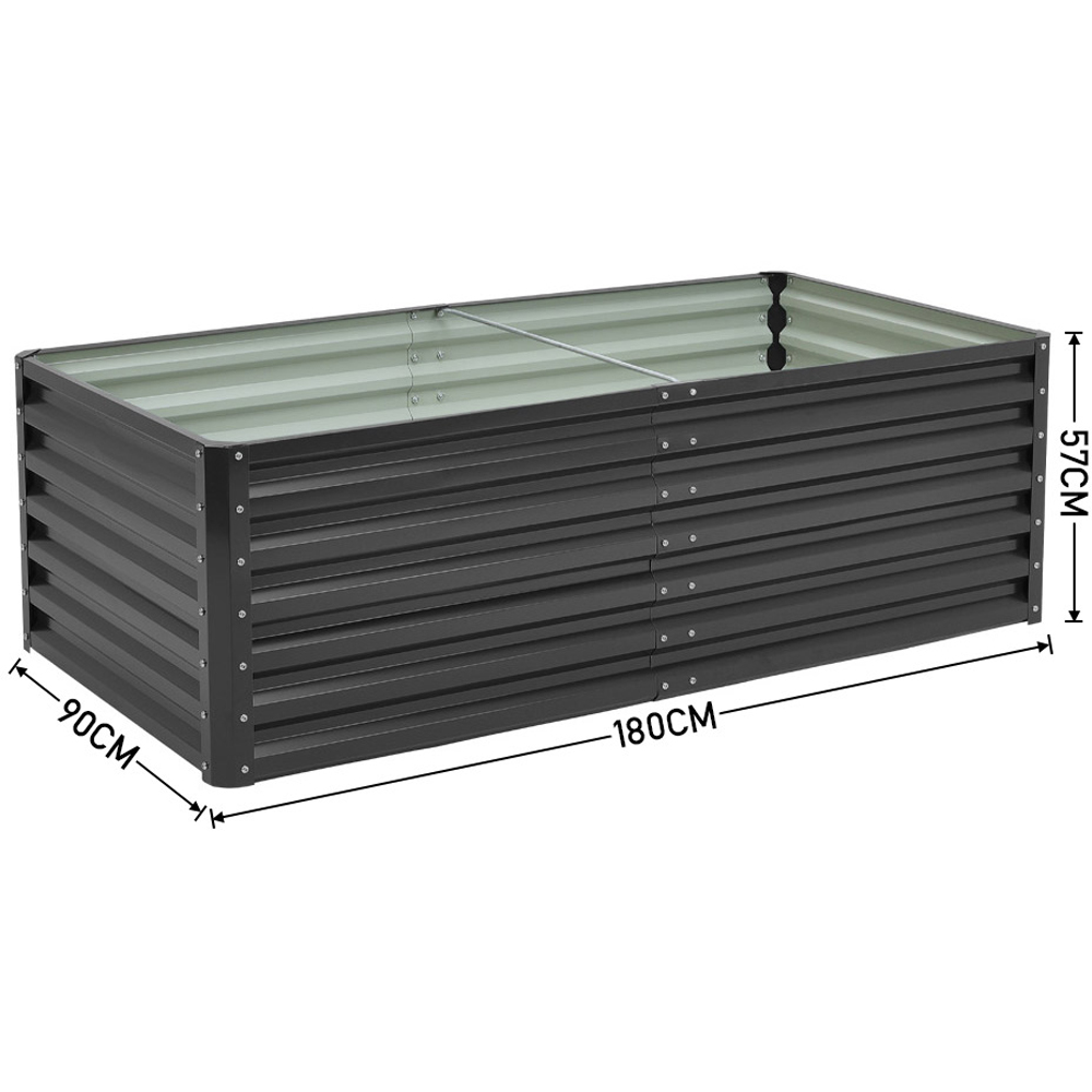 Living and Home Anthracite Rectangular Galvanised Steel Raised Garden Bed 57 x 180 x 90cm Image 6