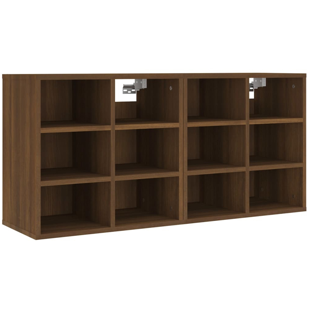 vidaXL 12 Open Shelf Brown Oak Shoe Storage Cabinet Set of 2 Image 4