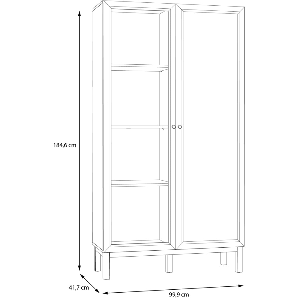 Florence Wensley 2 Door Light Grey and Oak Glass Display Cabinet Image 7