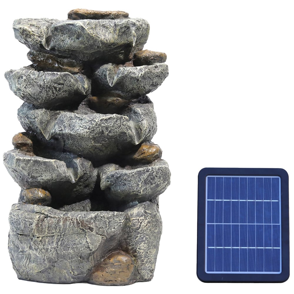Living and Home Multi Tier Grey Rockery Fountain Image 1