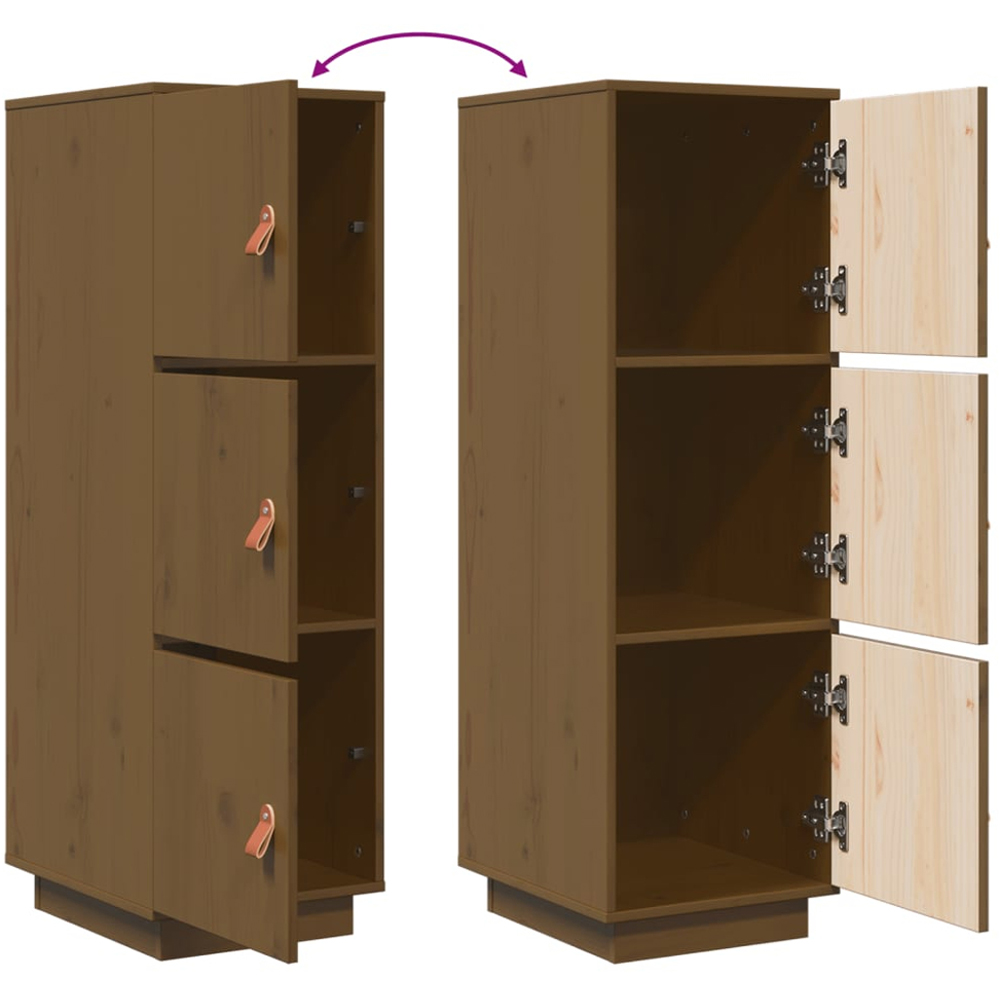 vidaXL 3 Door Honey Brown Solid Pine Wood Highboard Image 8