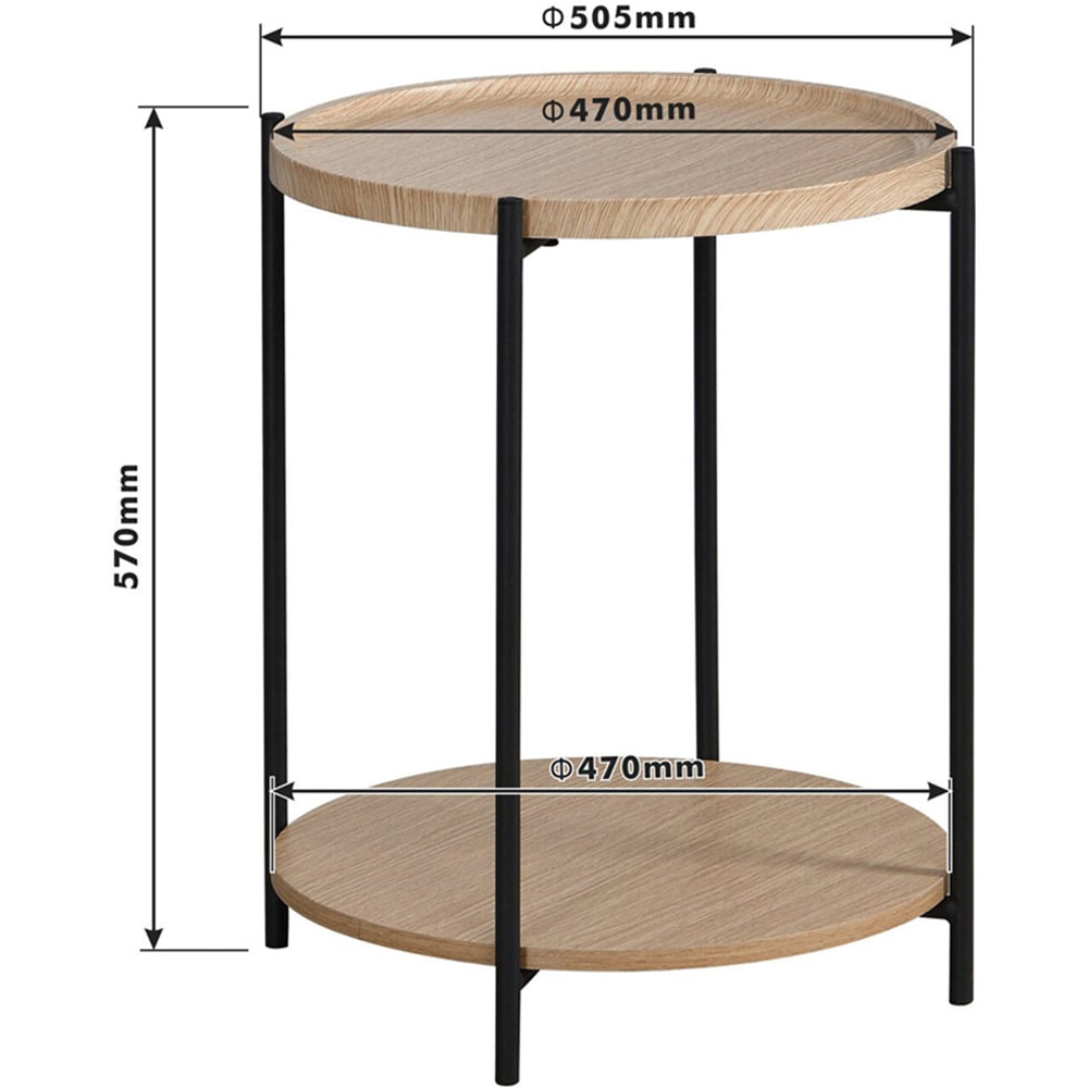 Natural 2 Tier Side Table  Natural and Black Image 6