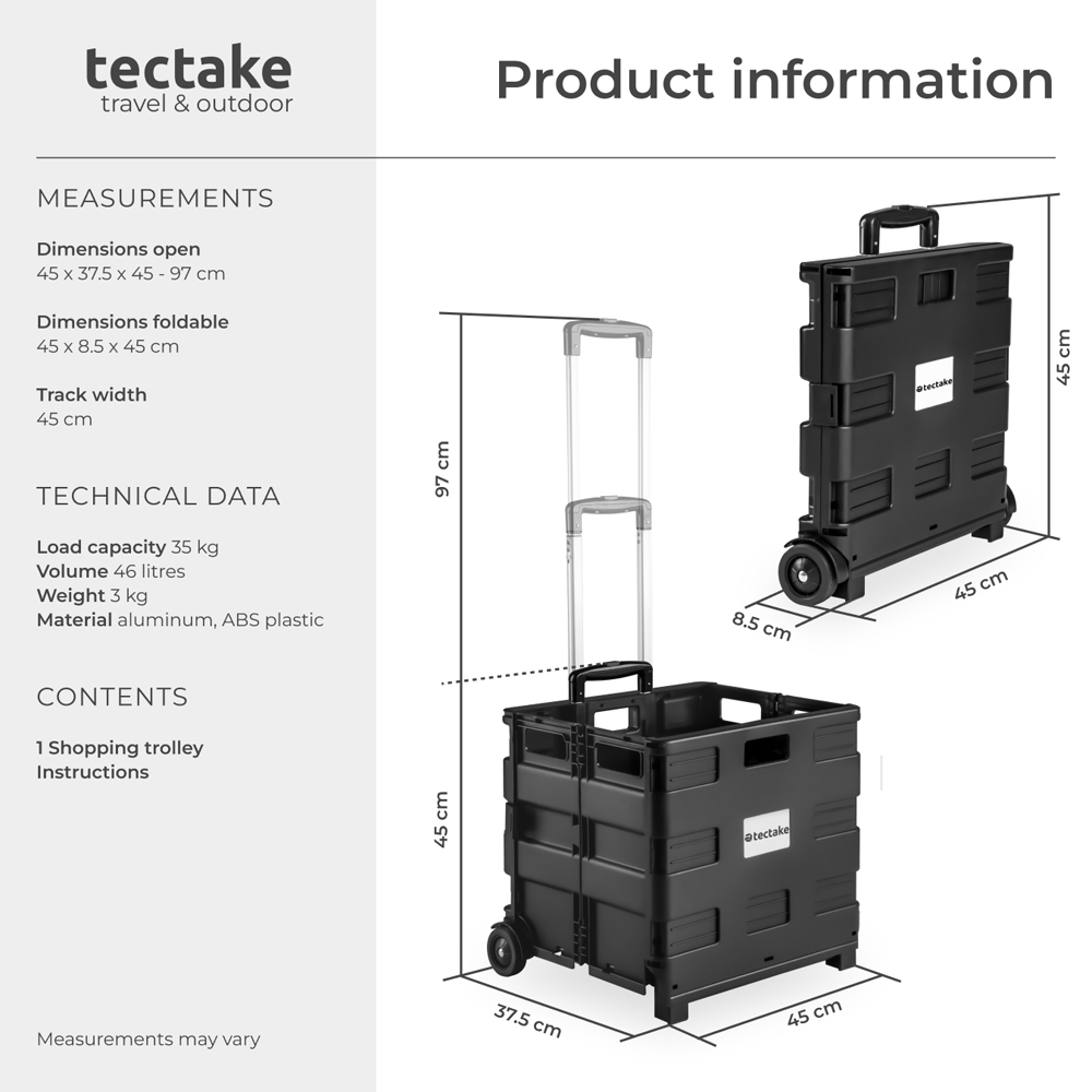 tectake Foldable Hard Shell Shopping Trolley 35kg Image 8