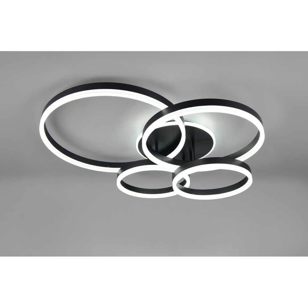 TRIO Drake Black Matt Integrated LED Ceiling Light Image 3