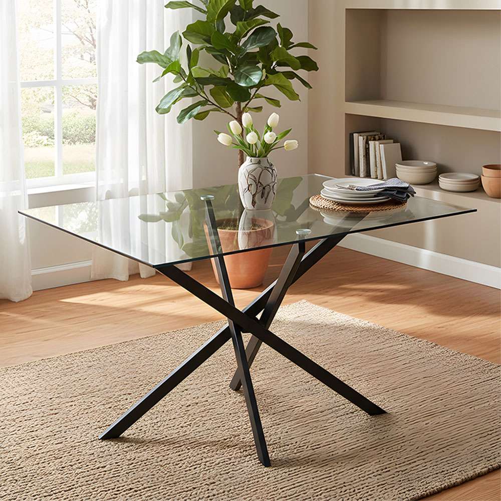 Living and Home 2 Seater Rectangular Glass Dining Table Image 1