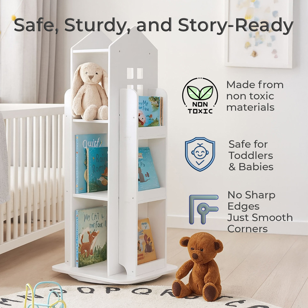Neo White House Shaped Rotating Kid's Freestanding Bookshelf Image 7