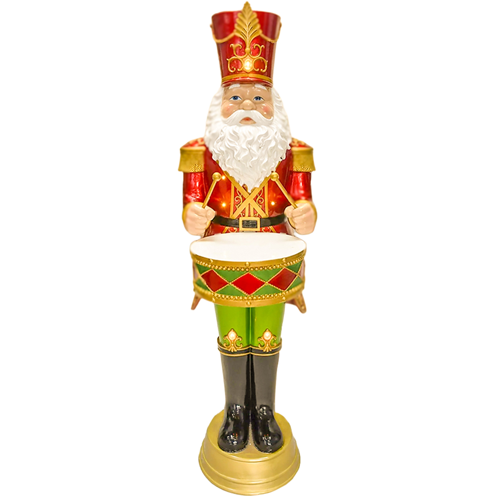 The Christmas Centre Red LED Lights Traditional Nutcracker Santa Drummer 4.5ft Image 1