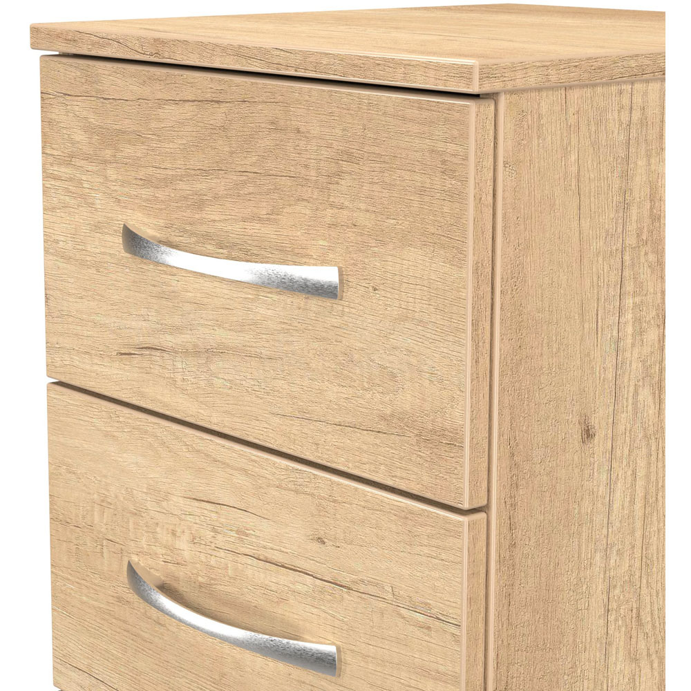 Crowndale Avon 3 Drawer Nebraska Oak Bedside Cabinet Ready Assembled Image 5