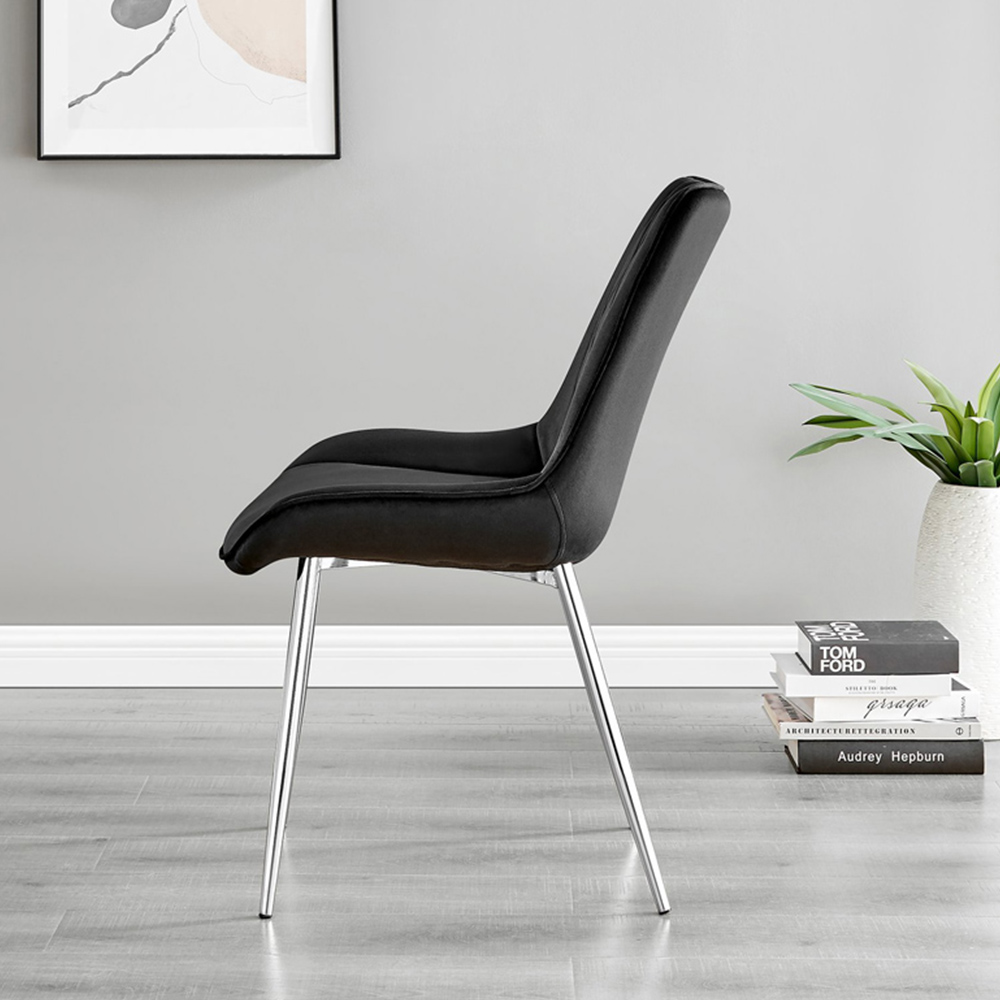 Furniturebox Arona Cesano Marble Effect 6 Seater Dining Set White Chrome and Black Image 4