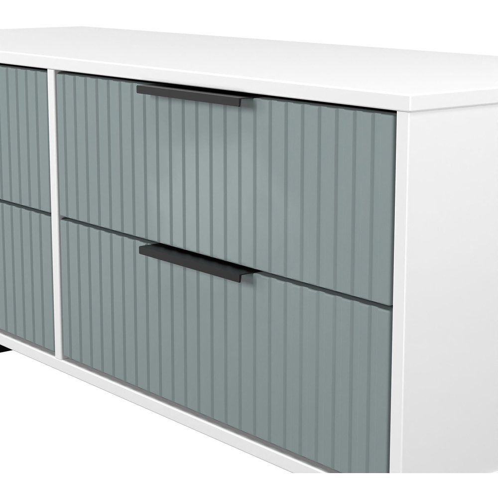 Crowndale Fluted 4 Drawer Duck and White Matt Bed Box Ready Assembled Image 5