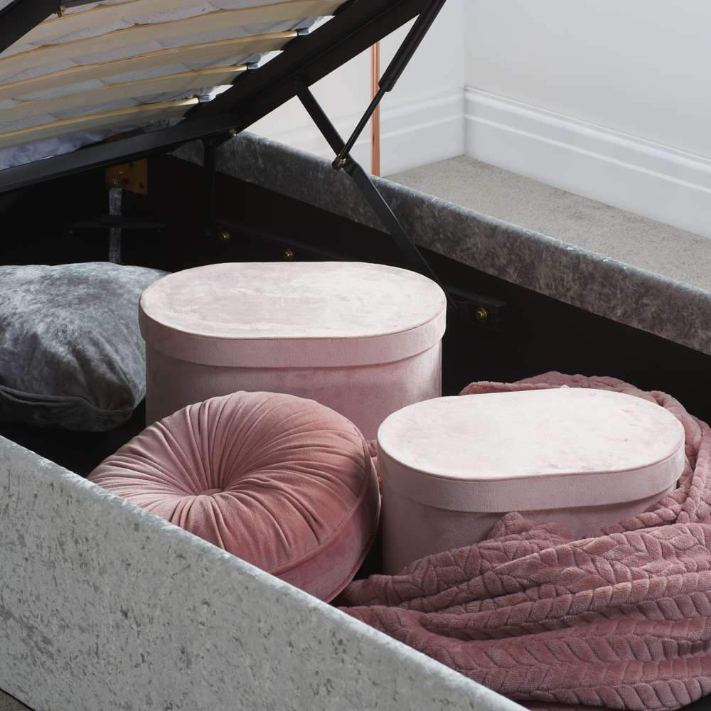 Berlin Single Steel Crushed Velvet Ottoman Bed Wilko