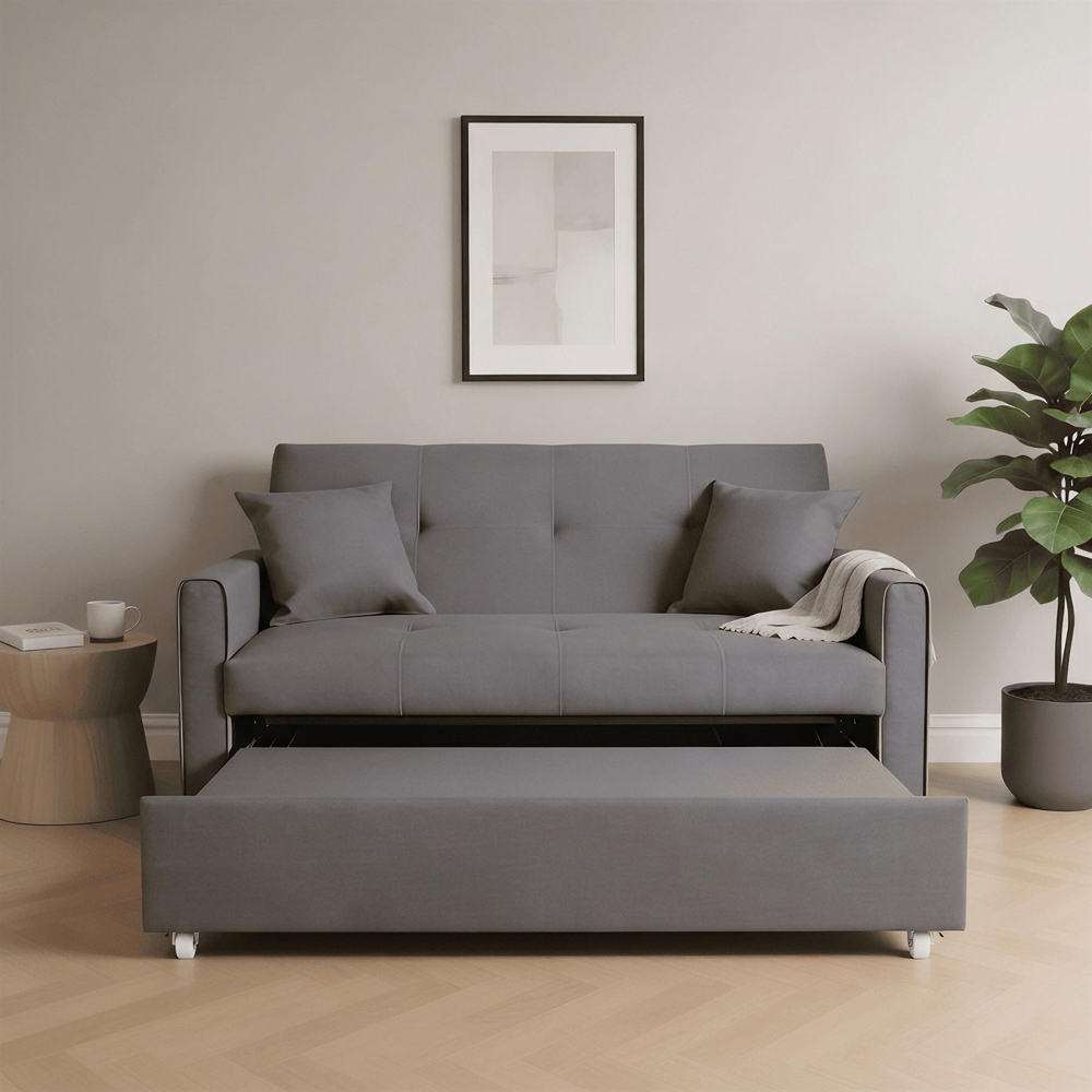 Home Source 2 Seater Dark Grey Sofa Bed Image 3