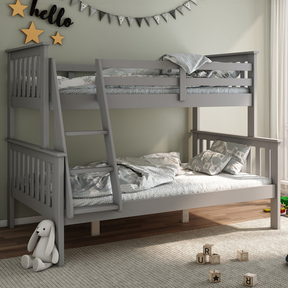 Carra Triple Sleeper Grey Bunk Bed with Pocket Mattresses Image 1