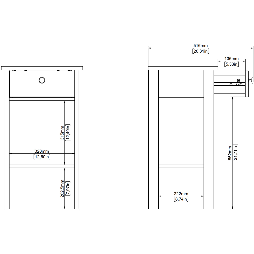 Florence Barcelona Single Drawer Matt Black Bedside Table Image 9