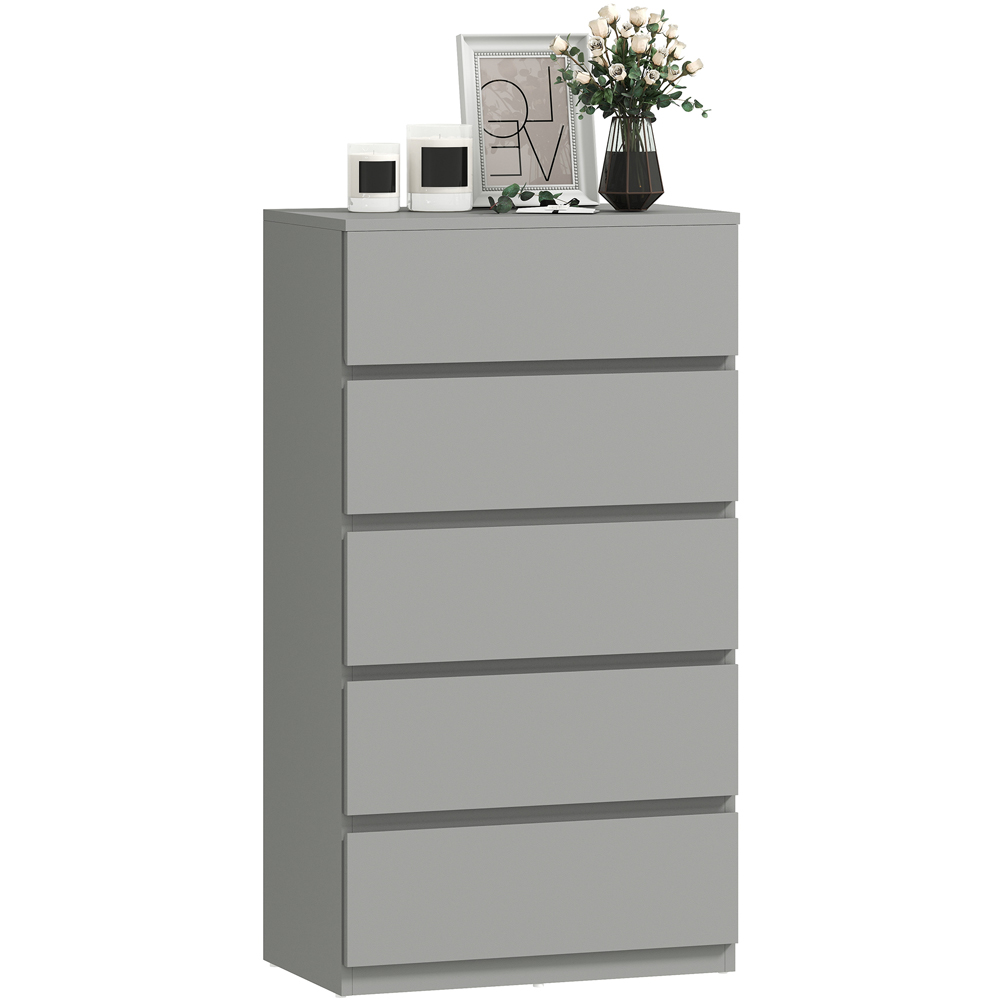 Portland 5 Drawer Grey Chest of Drawers Image 2