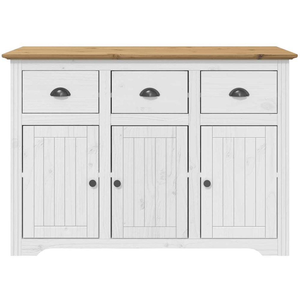 vidaXL Bodo 3 Door 3 Drawer White and Brown Solid Pine Wood Sideboard Image 3