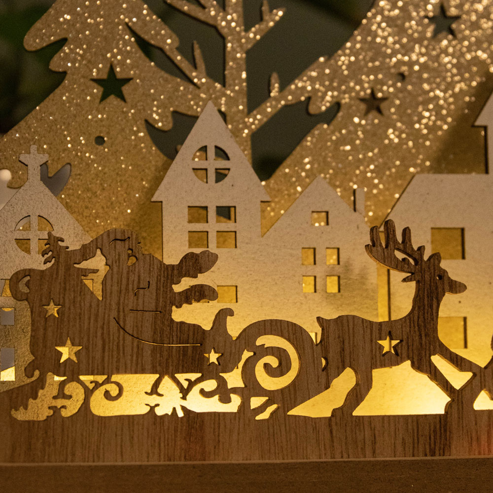 Samuel Alexander Warm White LED Light Up Wooden Village with Santa in Sleigh Image 4