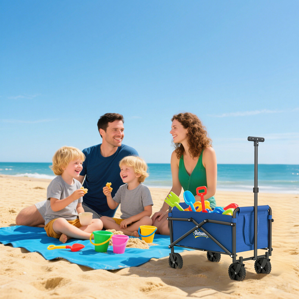 Outsunny 41L Blue Heavy Duty Folding Garden Trolley Image 3