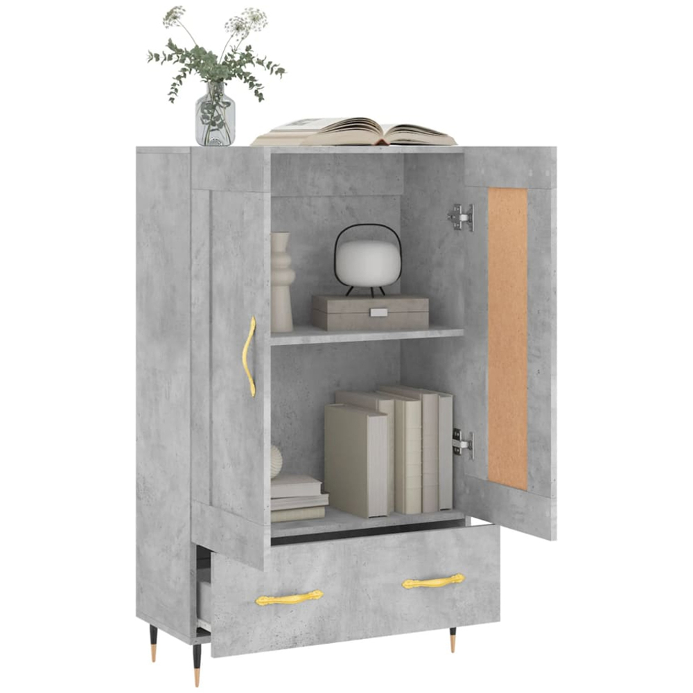 vidaXL 2 Door Single Drawer Concrete Grey Highboard Image 4