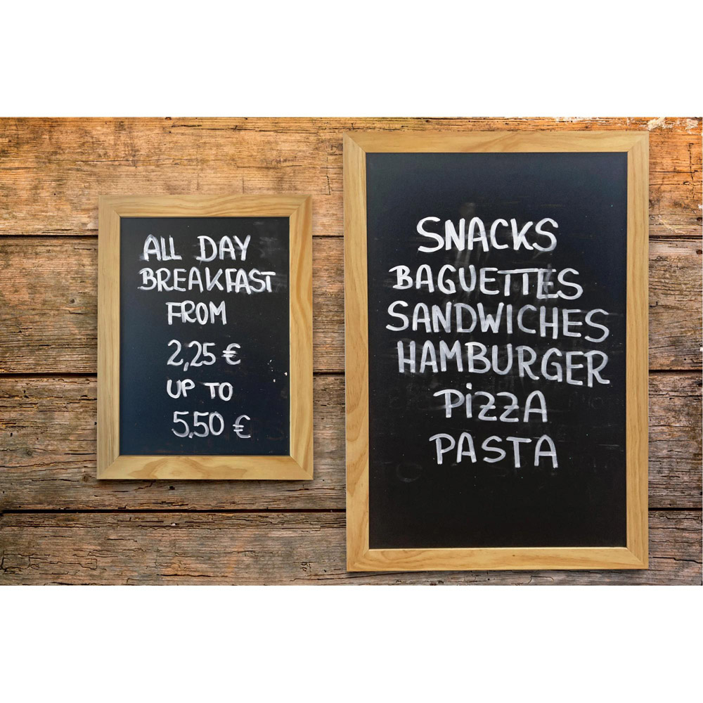 Exacompta Black Framed Wooden Wall Mounted Double-Sided Chalkboard 37 x 49cm Image 2