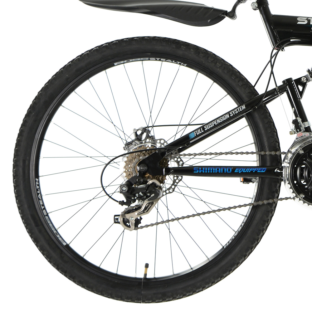 Boss Stealth 26 inch Black Silver and Blue Mountain Bike Image 3