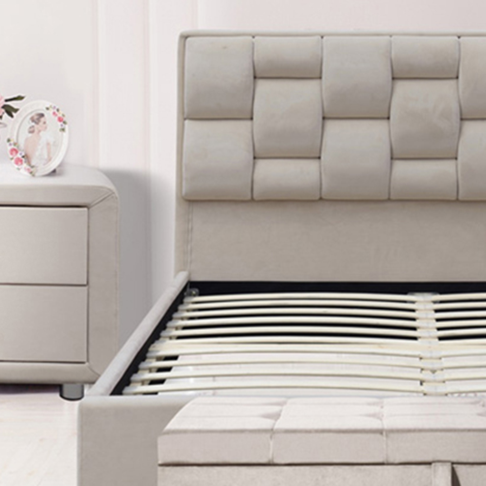 Brooklyn Cream Plush Velvet 4 Piece Bedroom Furniture Set Image 4