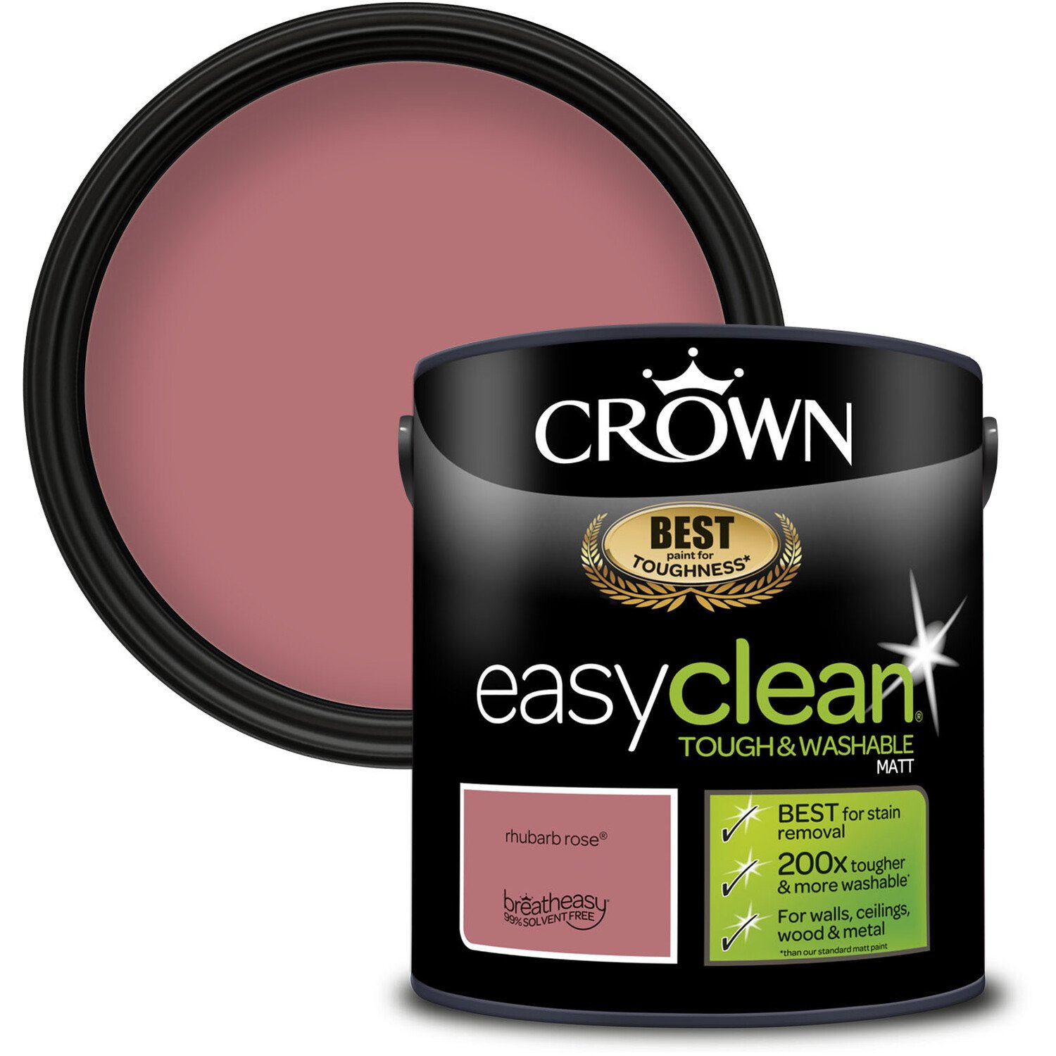 Crown Easyclean Matt Emulsion Paint - Rhubarb Rose Image 1